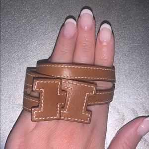 JET LAG HERMES DOUBLE TOUR LEATHER BRACELET